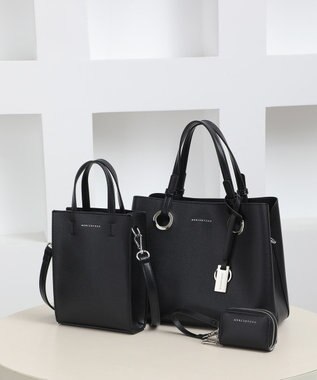 style code 【MERCURYDUO/マーキュリーデュオ】限定3点セット　①キーリング付両アオリハンドバッグ、②縦長ショルダーバッグパスポート入れ、③Wファスナースマートキーケース ブラック