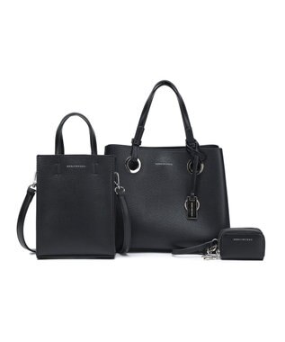 style code 【MERCURYDUO/マーキュリーデュオ】限定3点セット　①キーリング付両アオリハンドバッグ、②縦長ショルダーバッグパスポート入れ、③Wファスナースマートキーケース ブラック