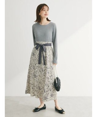 Green Parks ・ＥＬＥＮＣＡＲＥ　ＤＵＥ　リブ×フラワーキリカエワンピ