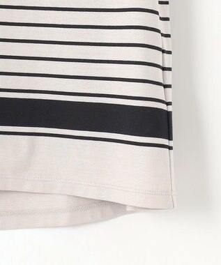 J.PRESS LADIES S 【洗える】パネルボーダー Tシャツ ベージュ×ブラック系