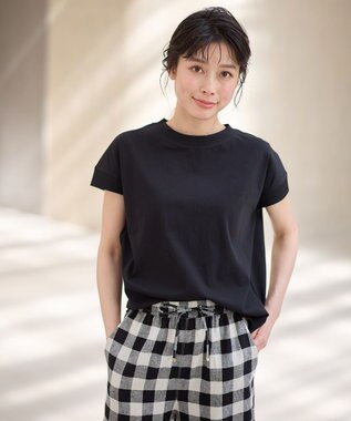 ANY ニットリブフレンチスリーブプルオーバー ブラック