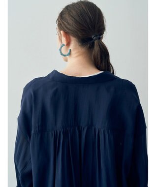 YECCA VECCA 【2点SET】シアーシャツ×Aラインキャミワンピース Navy