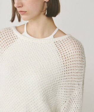 GRACE CONTINENTAL スパンメッシュニットトップ ホワイト