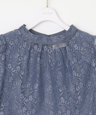 ANY SIS 【Lily Calin】レーストップス×マーメイド ドレス セット スモーキーブルー×スモーキーブルー