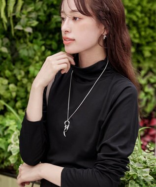 Tiaclasse 【安田美沙子さん着用・選べる4type】ハイネックカットソートップス 無地ブラック