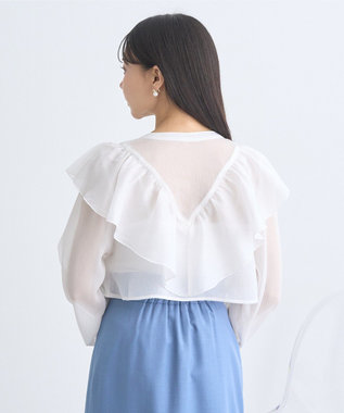 earth music&ecology シアーラッフルショートボレロ Ivory