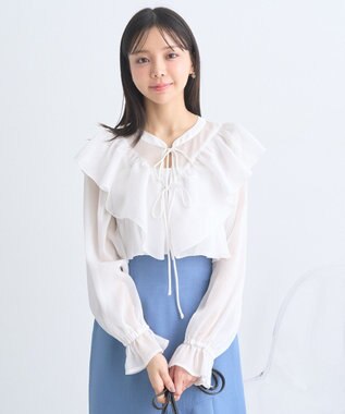 earth music&ecology シアーラッフルショートボレロ Ivory