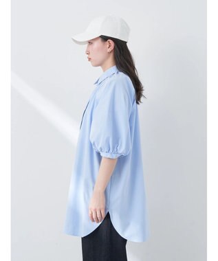 earth music&ecology パフスリーブチュニックブラウス Sax