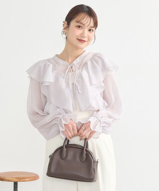 earth music&ecology シアーラッフルショートボレロ Gray