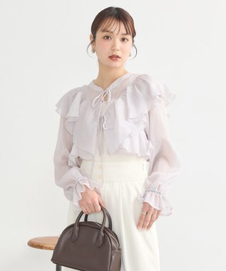 earth music&ecology シアーラッフルショートボレロ Gray