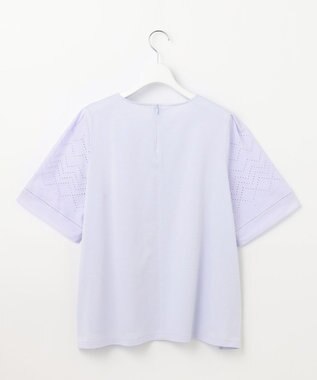 23区 【洗える】エンブロイダリー コンビジャージー カットソー ライラック系