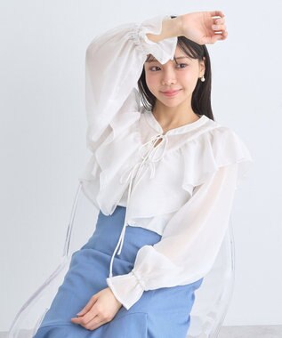 earth music&ecology シアーラッフルショートボレロ Ivory