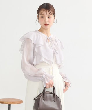 earth music&ecology シアーラッフルショートボレロ Gray