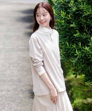 Tiaclasse 【安田美沙子さん着用・選べる4type】ハイネックカットソートップス 無地オフホワイト