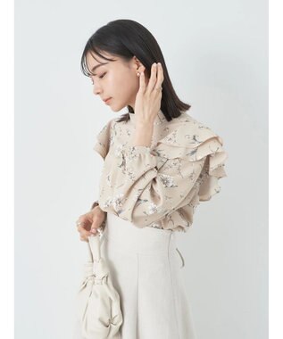 earth music&ecology フリルスリーブブラウス Blue