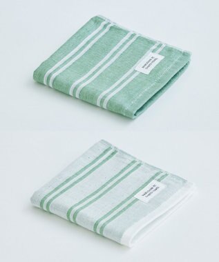 SHINTO TOWEL シマ ハンドタオル ダブル白地/色地 2枚セット フォレスト