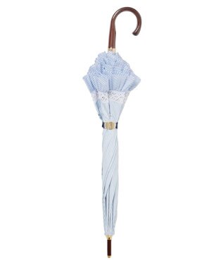 MOONBAT POLO RALPH LAUREN 晴雨兼用日傘 長傘 ストライプフリル／遮光 遮熱 UV スカイブルー
