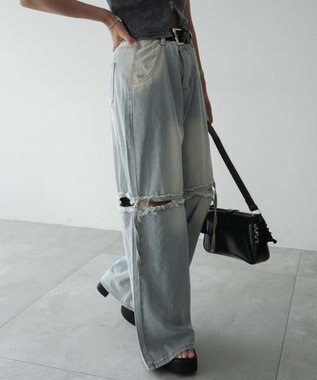 WEGO スリットダメージルーズデニム デニム