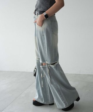 WEGO スリットダメージルーズデニム デニム