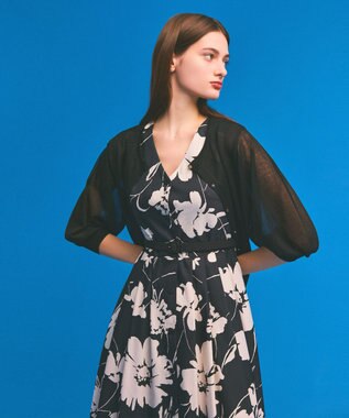 GRACE CONTINENTAL バイカラーボタニカルドレス ブラック