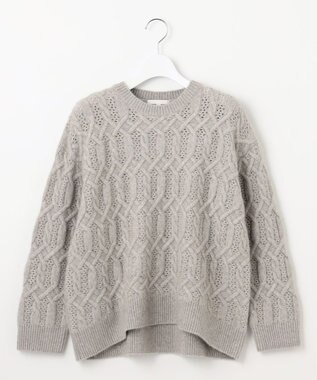 自由区 へアリーケーブル ニット グレー