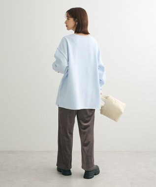 Green Parks 裏起毛配色ステッチロゴチュニック Light Blue