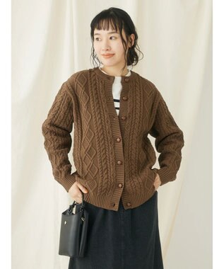 CRAFT STANDARD BOUTIQUE リサイクルポリエステルケーブルカーディガン Brown