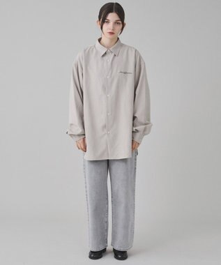 WEGO 【ユニセックス着用ITEM】フィブリルワンポイントBIGシャツ（長袖） ライトベージュ