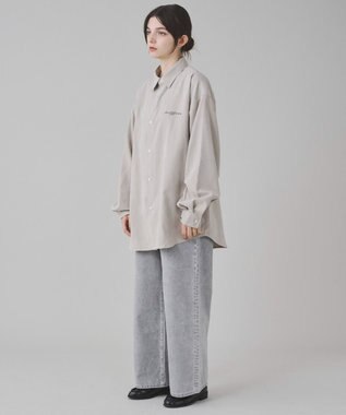 WEGO 【ユニセックス着用ITEM】フィブリルワンポイントBIGシャツ（長袖） ライトベージュ