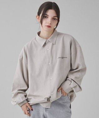 WEGO 【ユニセックス着用ITEM】フィブリルワンポイントBIGシャツ（長袖） ライトベージュ