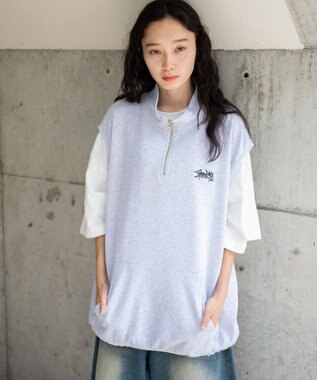 WEGO 【ユニセックス着用ITEM】ノースリハーフジッププルオーバー ライトグレー