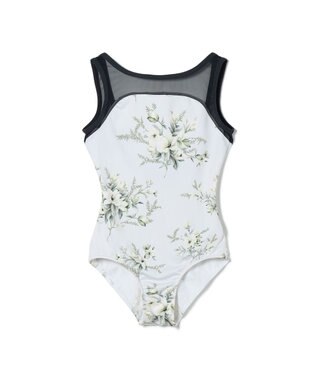 Chacott ノースリーブレオタード グリーンプリント