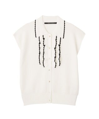 YECCA VECCA 配色フリルカーディガン Off White