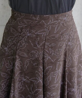 Tiaclasse 【洗える】フラワープリントスカート ブラウン