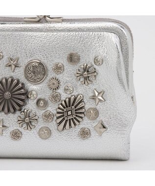 UNBILLION ペルケ perche / マルチスタッズがま口二つ折りウォレット シルバー