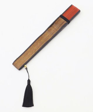 自由区 カラーブロック 扇子 オレンジ