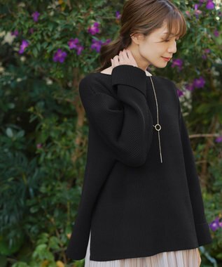 Tiaclasse 【洗える】軽量ワイドスリーブニット ブラック