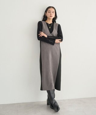 YECCA VECCA 袖釦クルーネックリブニット Light Blue