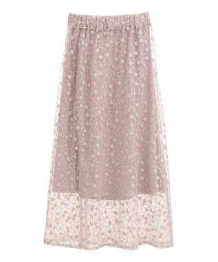 earth music&ecology シアーレースレイヤードスカート Pink Beige