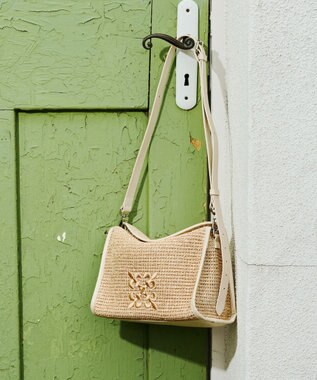 russet ナイロンラフィアショルダーバッグ(CE-1713)