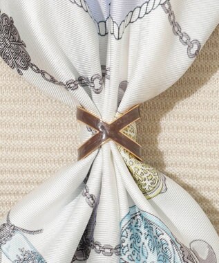 MOONBAT Luna Luce(ルナルーチェ)スカーフリング パール調 Cross Ring お手持ちのスカーフを通すだけ ギフト ブラウン