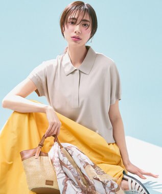 【洗える】レーヨンポリエステルストレッチ フレンチスリーブ ポロニット