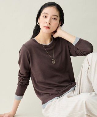 ANY カラーレイヤードニットTシャツ