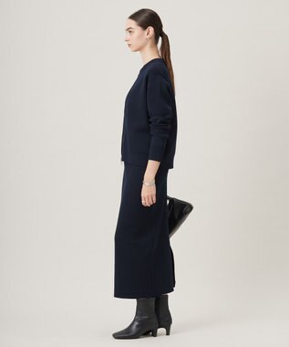 ICB L 【洗える】コットンポリエステルスムース ニットブルゾン ネイビー系