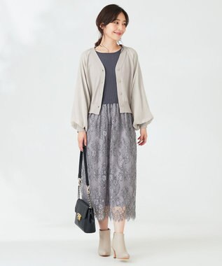 ANY SIS 【洗える】シアースリーブ カーディガン アイスグレー