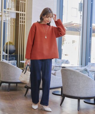 Tiaclasse 【洗える】軽量ワイドスリーブニット オレンジ