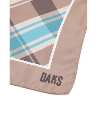 DAKS シルク 50thベージュチェックプリント スカーフ 50thSチェック
