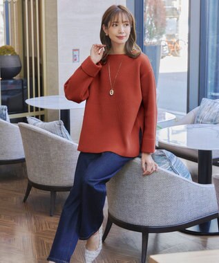 Tiaclasse 【洗える】軽量ワイドスリーブニット オレンジ