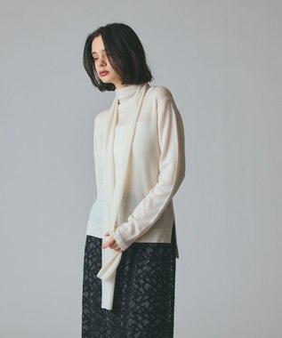 GRACE CONTINENTAL ボウ付ニットトップ ホワイト