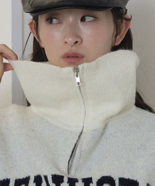 WEGO フラッフィーハーフジップニット オフホワイト